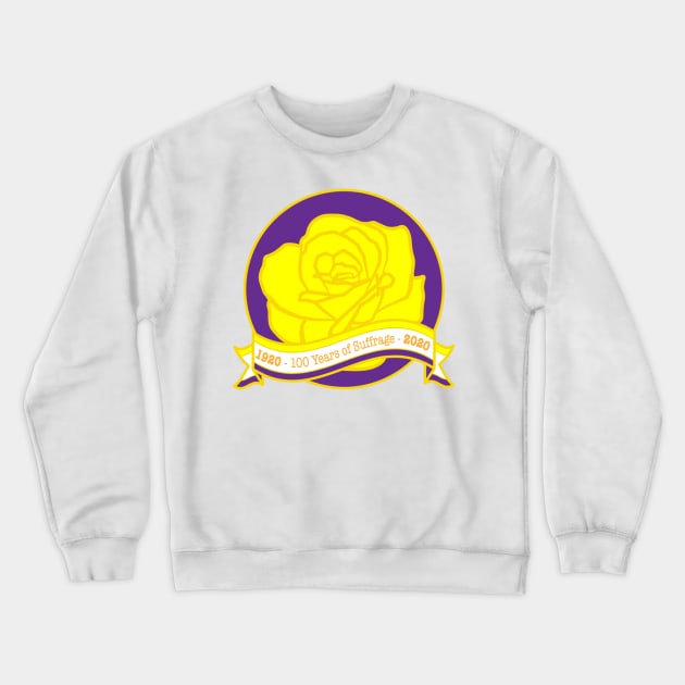 Suffrage Rose - 100th Anniversary of the 19th Amendment Crewneck Sweatshirt by BonnieFillenwarth